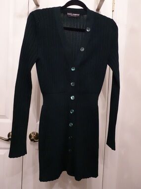 Dolce & Gabbana Dark Green Wool Cardigan, Size 4